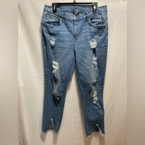Zara Light Blue Distressed Skinny Jeans